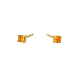 SFB - Guldbelagt sølv ørestik med orange zirkonia sten - 5637-2-217