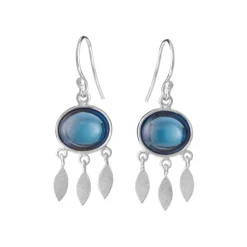 SFB - London blue crystal øreringe i sølv med blad vedhæng - 5675-1-174