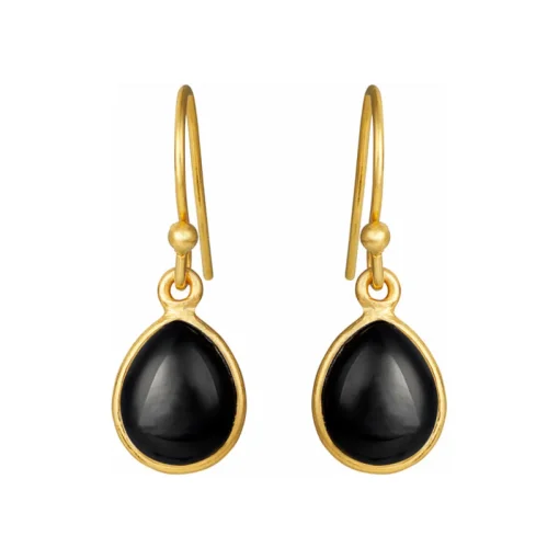 SFB - Ørekrog med sort onyx i guldbelagt sølv - 5249-2-101