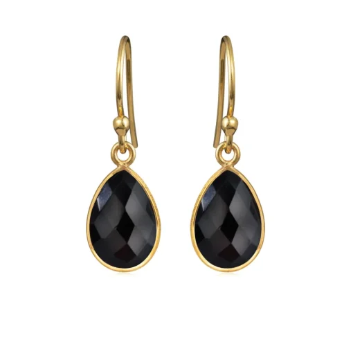 SFB - Ørekroge med facet slebet sort onyx - 4068-2-101