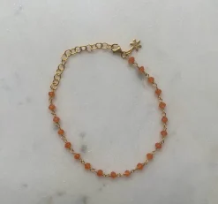 SFB - Sølv forgyldt armbånd med orange karneol - 1433-2-114