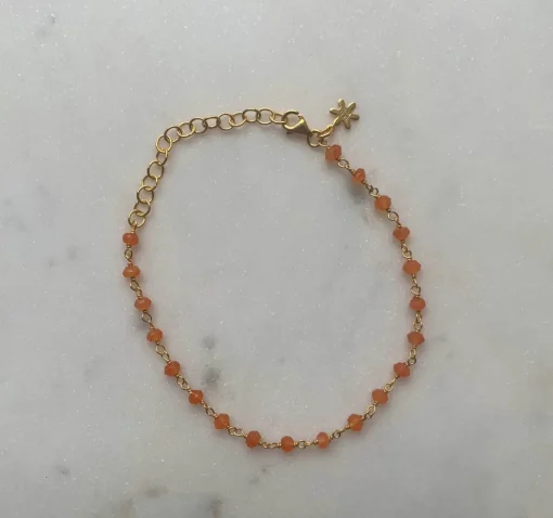 SFB - Sølv forgyldt armbånd med orange karneol - 1433-2-114