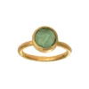SFB - Sølv forgyldt ring med facet slebet grøn kvarts - 1659-2-107