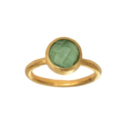 SFB - Sølv forgyldt ring med facet slebet grøn kvarts - 1659-2-107