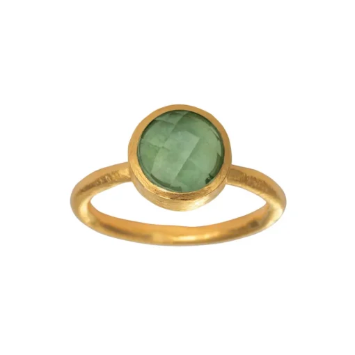SFB - Sølv forgyldt ring med facet slebet grøn kvarts - 1659-2-107