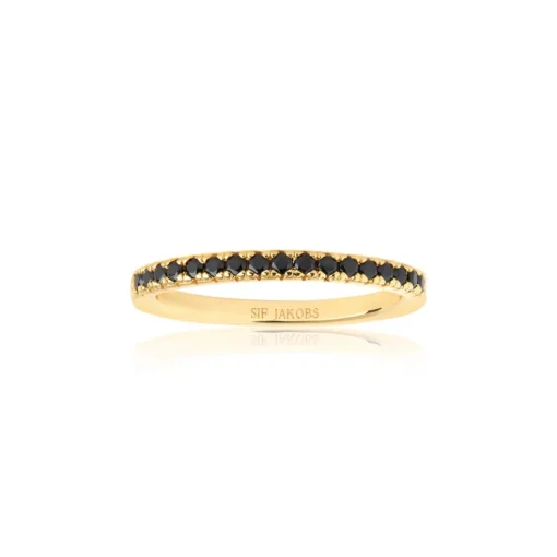 Sif Jakobs - Ellera forgyldt ring med sorte sten - r2869-bk-yg