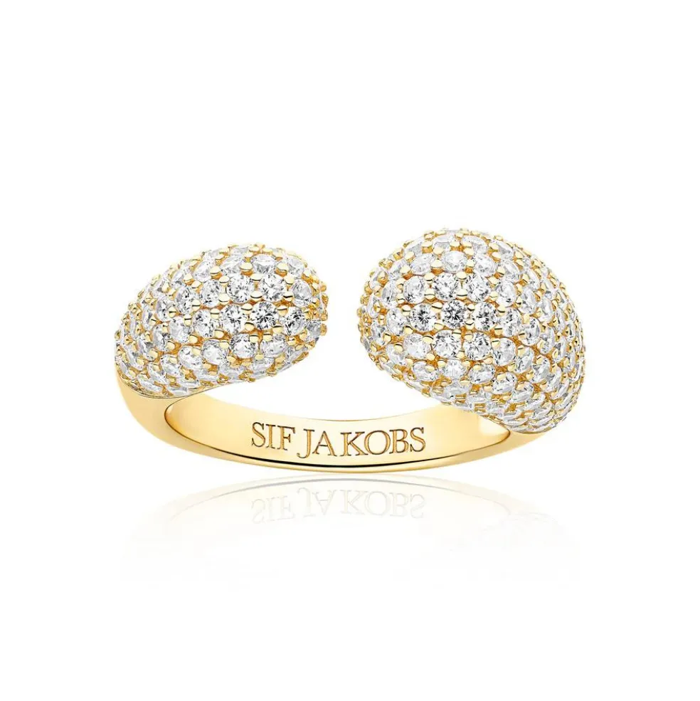 Sif Jakobs - Goccia ring i guldbelagt sølv med sten af zirkonia - r2481-cz-yg