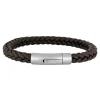 Son of Noa - Mørke brunt læder armbånd med stål lås - 809702592