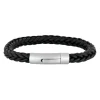 Son of NOA - Sort læderarmbånd med stål - 809702591