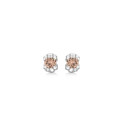 Studio Z - Citrine relieve sølv ørestikker med orange zirkonia - 8117817