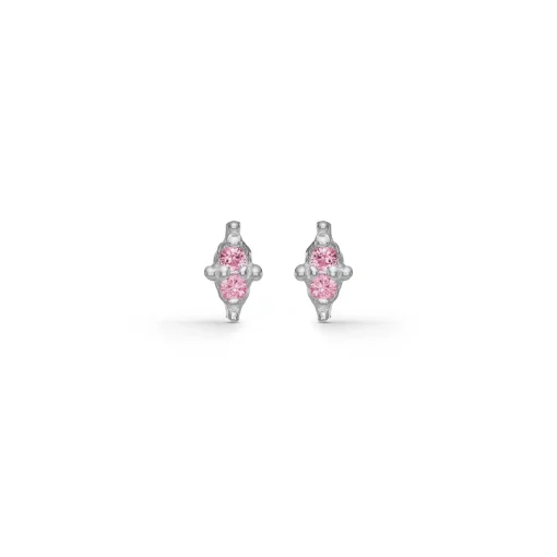 Studio z - Cluster sølv ørestikker med rosa sten - 7117852