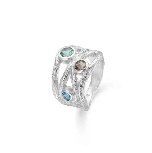 Studio Z - Evergreen sølv ring med farvede zirkonia sten - 8147820