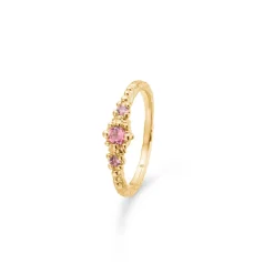 Studio Z - Fragments forgyldt sølv ring med pink sten - 7247862