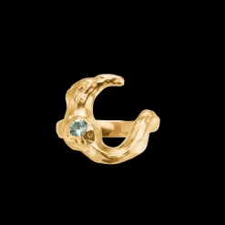 Studio Z - Lunar ring i guldbelagt sølv med grøn zirkonia sten - 7247883