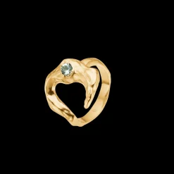Studio Z - Lunar ring i guldbelagt sølv med grøn zirkonia sten - 7247883
