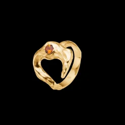 Studio Z - Lunar ring i guldbelagt sølv med orange zirkonia sten - 7247882