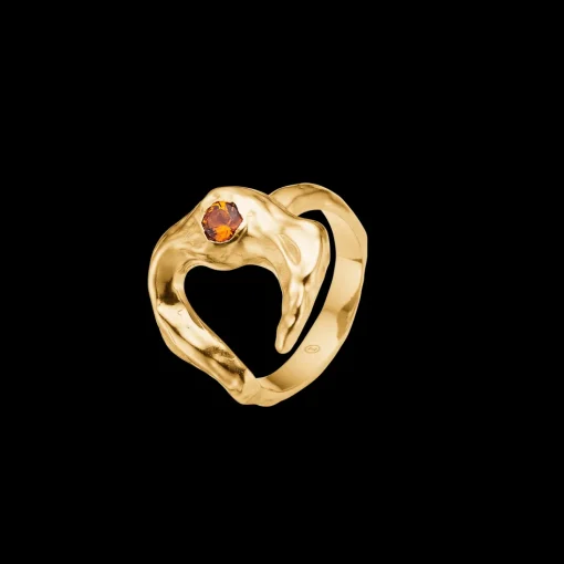 Studio Z - Lunar ring i guldbelagt sølv med orange zirkonia sten - 7247882