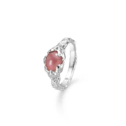 Studio Z - Magma sølv ring mørk rosa sten - 7147832