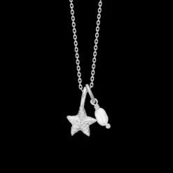 Studio Z - Starfish Lustre sølv halskæde med søstjerne og perle - 7123903