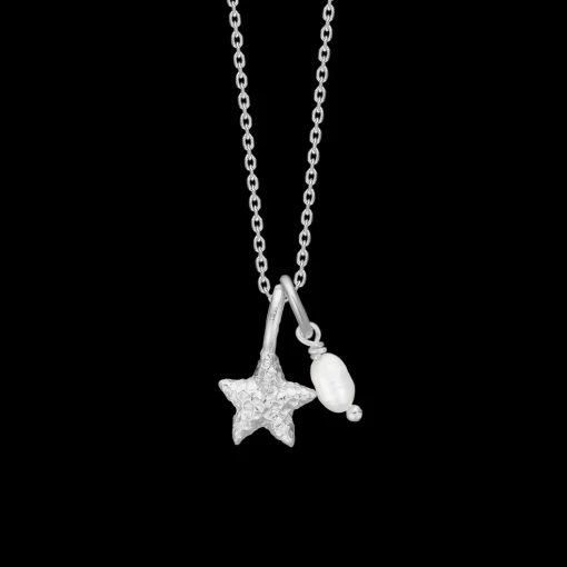 Studio Z - Starfish Lustre sølv halskæde med søstjerne og perle - 7123903
