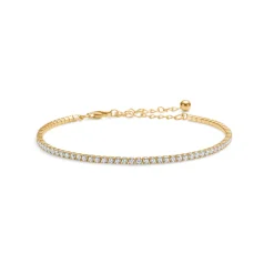 Studio Z - Tenneis armbånd i guldbelagt sølv, 2mm bred - 7257097