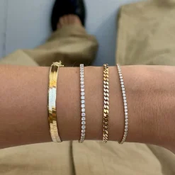 Studio Z - Tenneis armbånd i guldbelagt sølv, 2,5 mm bred - 7257098