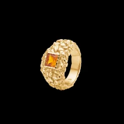 Studio Z - Untamed ring i guldbalgt sølv med orange sten - 7247886