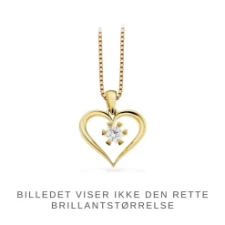 Vida - Guld hjerte vedhæng med diamant 0,03ct - 2823,03