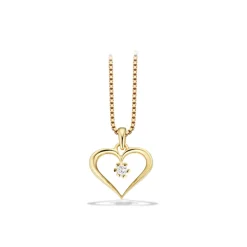 Vida - Guld hjerte vedhæng med diamant 0,05ct - 2823,05