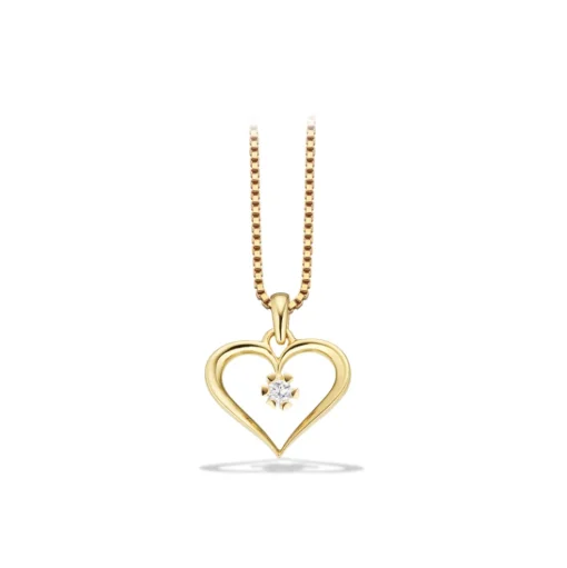Vida - Guld hjerte vedhæng med diamant 0,05ct - 2823,05