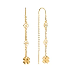 Lund Copenhagen - Marguerit øreringe med firkløver i forgyldt - 9095072-m